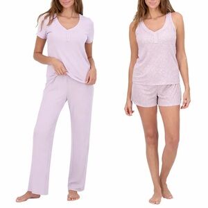 Live 2 Lounge Women’s 4 Piece Pointelle Lounge Wear Pajama Set Purple Size XXL